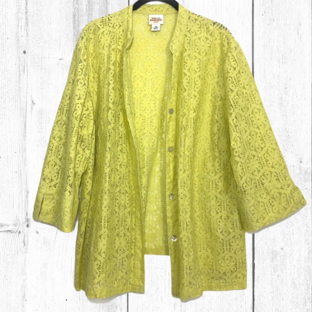 Ruby Rd Favorites Bold Lace Button V Neck Blouse - image 2